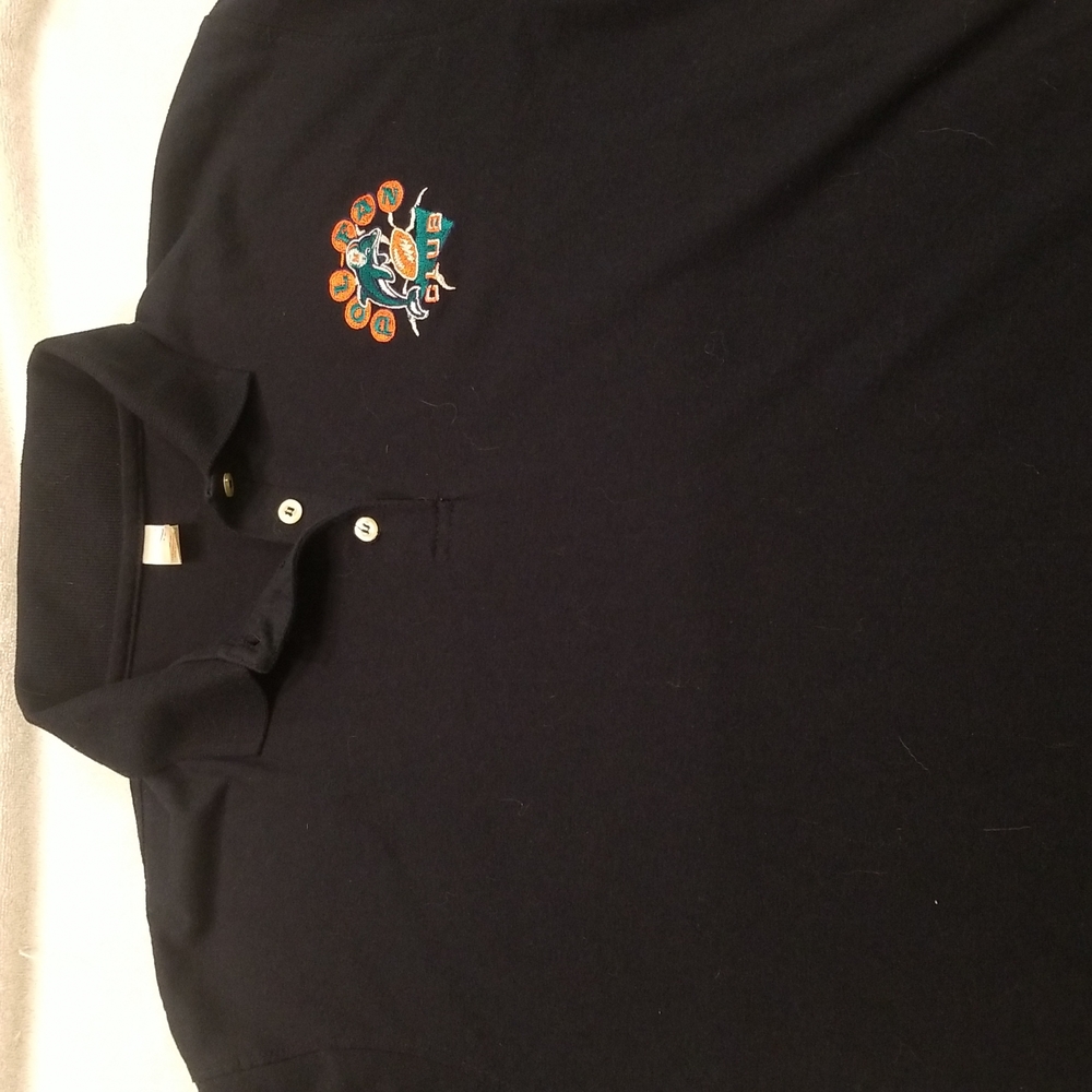 Vintage NFL Miami Dolphins Dol-Fan Club Polo Golf Collar Tee Shirt Blue Large